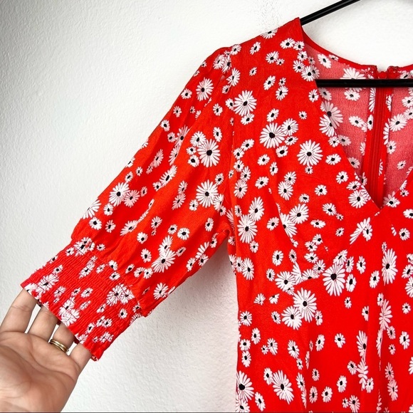 RIXO x Target Red Ditzy Daisy Floral Puff Sleeve Mini Dress, Size 2 - Picture 7 of 12